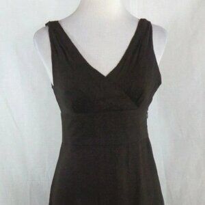 J Crew A-Line 100% Silk Crepe Dress Size 4 Womans Brown Sleeveless Double V-Neck